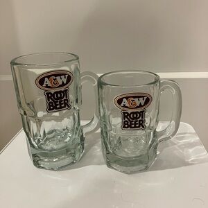 Vintage A&W Root Beer Glass Mug Set